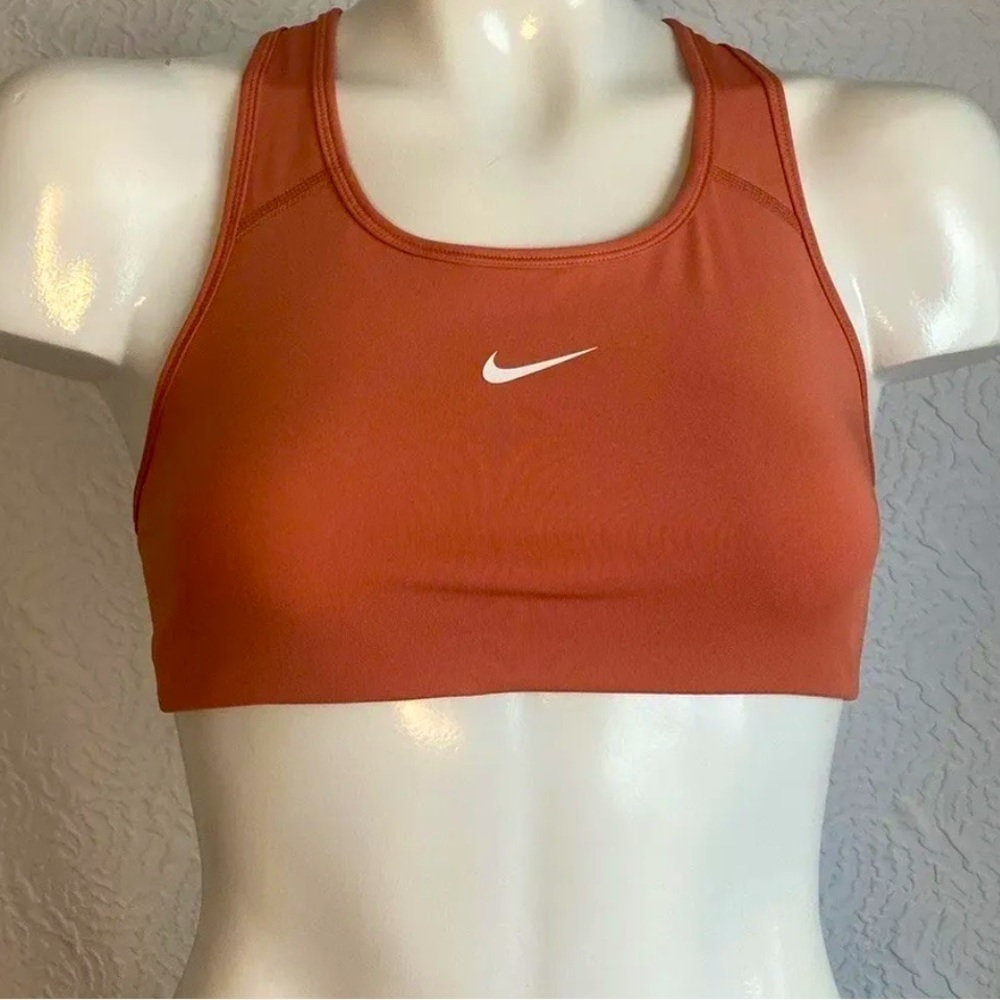NIKE  Orange Dri Fit Yoga Logo Removable Pads Sports Bra Size XSmall